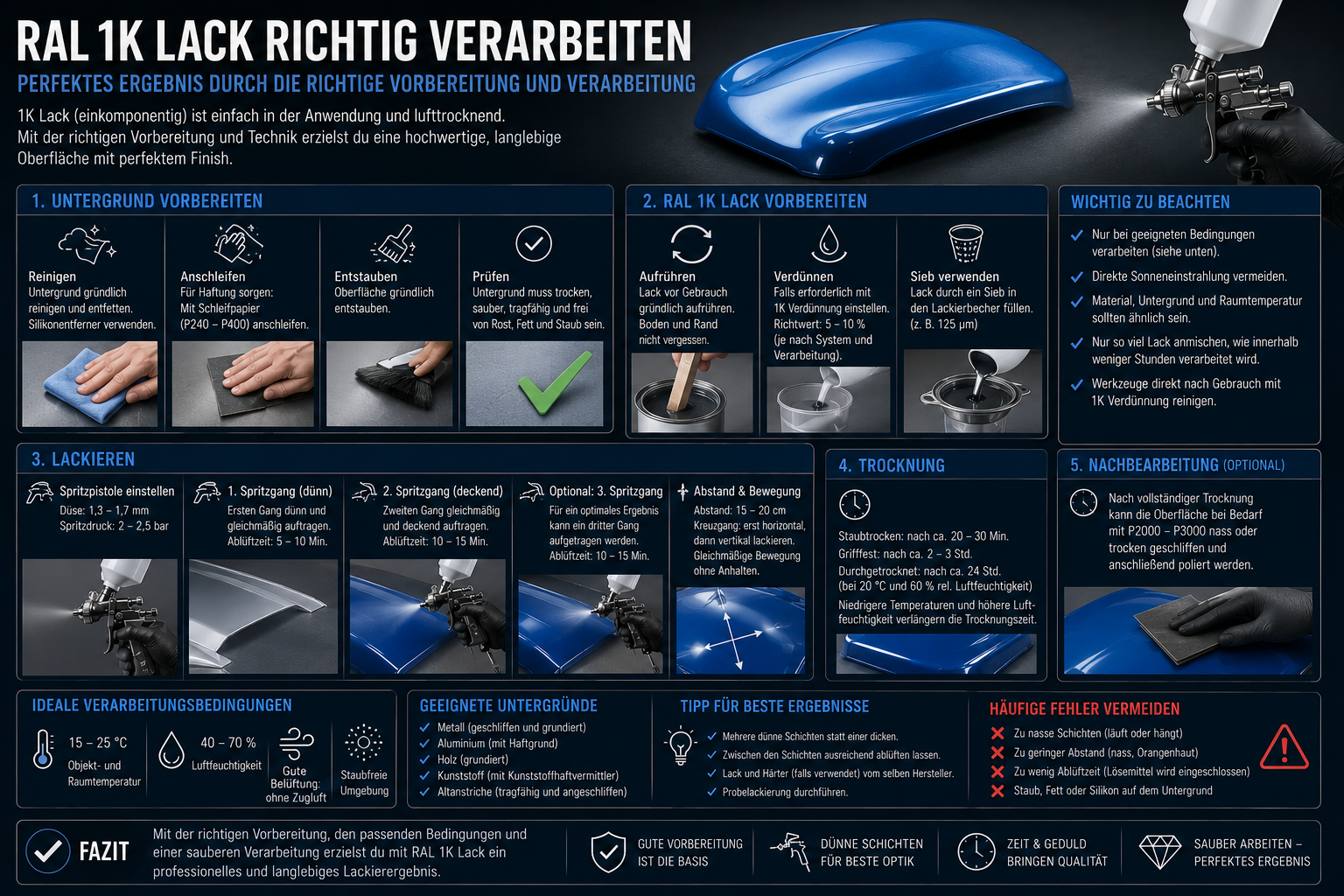 RAL 1K Lack mit Sprühpistole verarbeiten – Anleitung von WT-Direct
