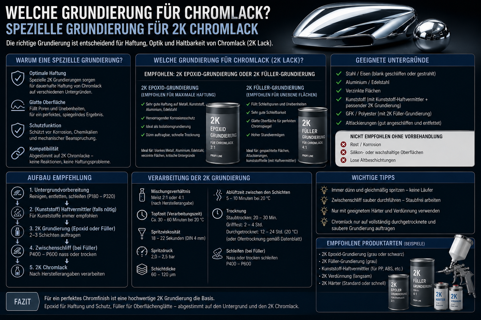Grundierung für Chromlack auftragen – Haftvermittler für SprayVerchromen