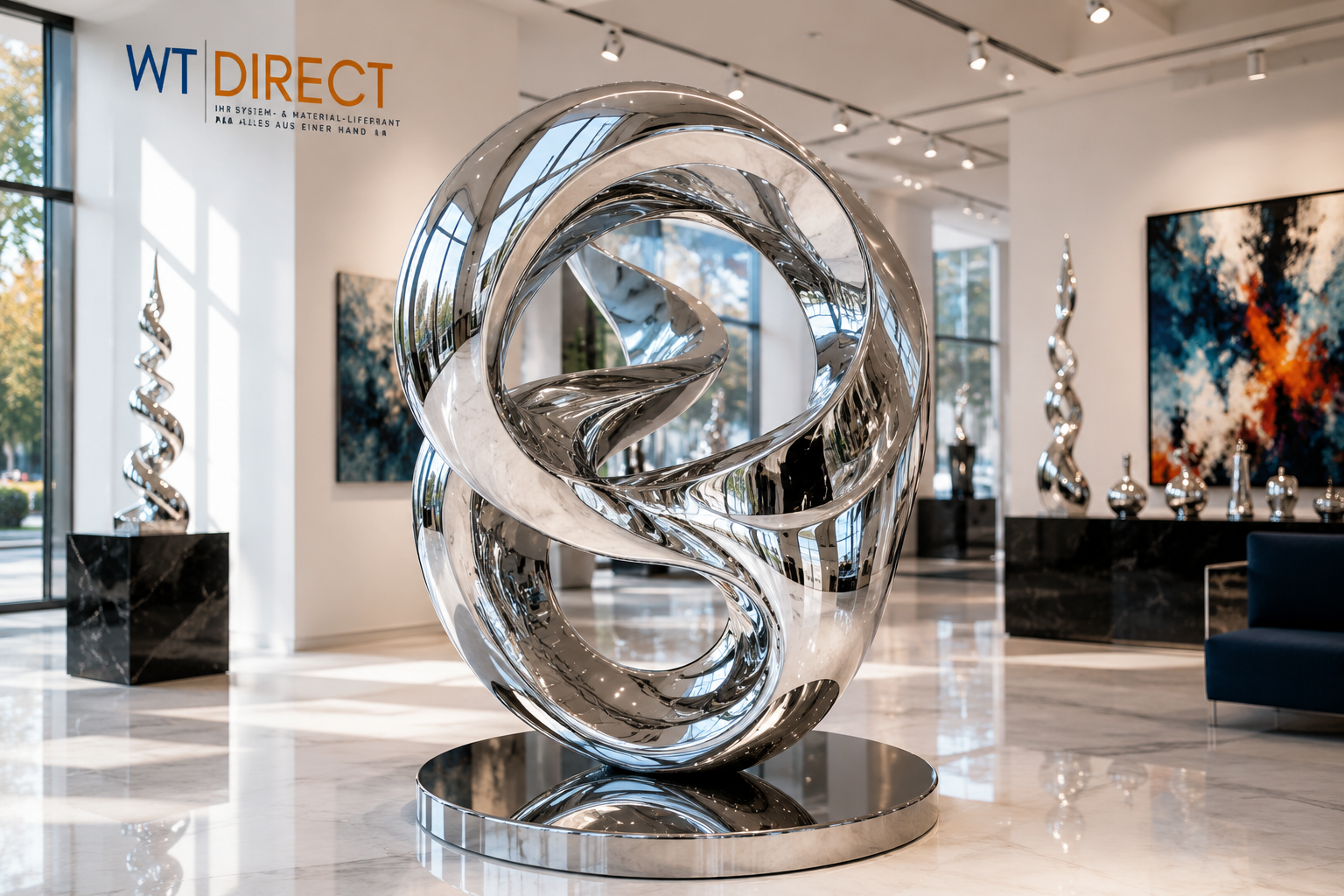 Kunstharz-Skulptur in Spiegelchrom verchromt per SprayVerchromen, WT-Direct