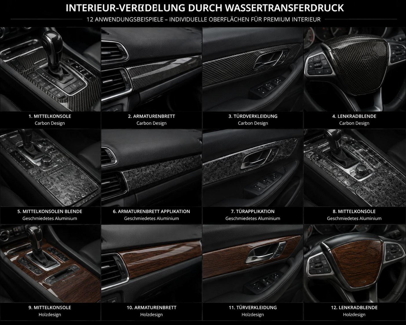 Automobil-Interieur mit Carbon-Optik Wassertransferdruck von WT-Direct
