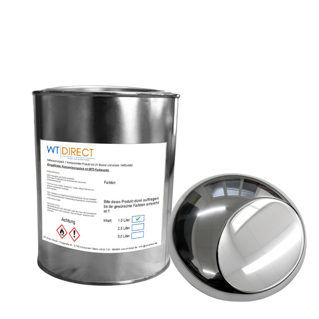 Silberschutzlack Chrom 1K für SprayVerchromen – Detailansicht