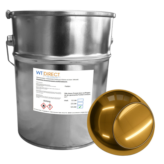 Silberschutzlack Altgold 1K für SprayVerchromen – Nahaufnahme