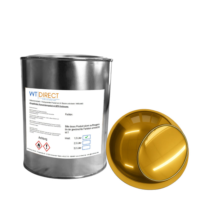 Silberschutzlack Gold 1K für SprayVerchromen – Detailansicht