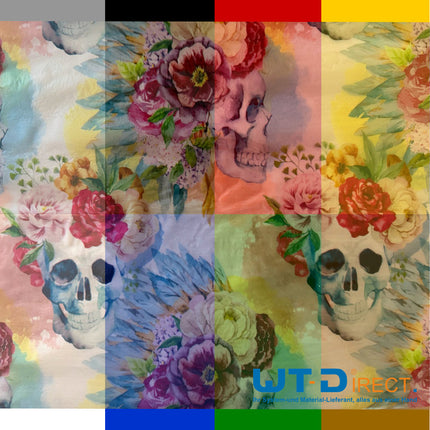 Wassertransferdruck Folie Skulls mit Blumen WT-1807