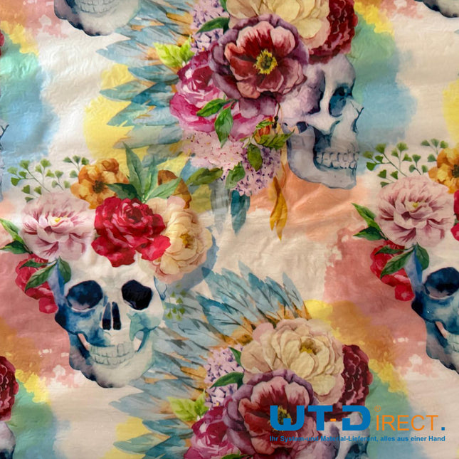 Wassertransferdruck Folie Skulls mit Blumen WT-1807